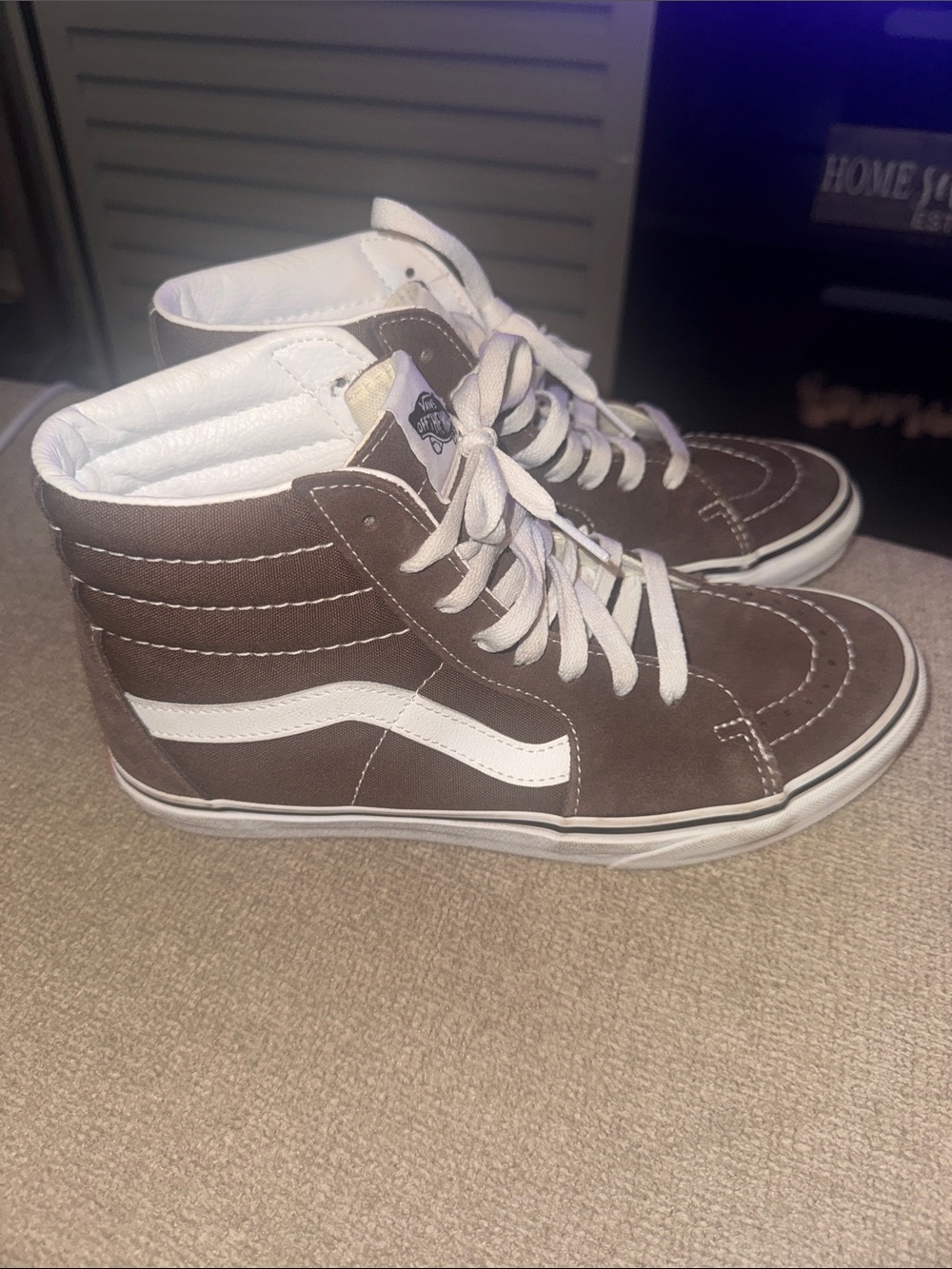 Vans Brown & White High Top Skate Sneakers